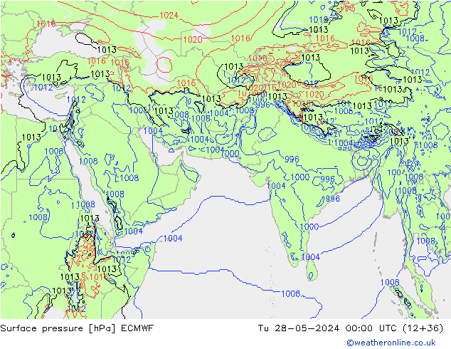 pressão do solo ECMWF Ter 28.05.2024 00 UTC