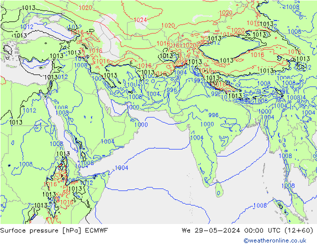 Surface pressure ECMWF We 29.05.2024 00 UTC