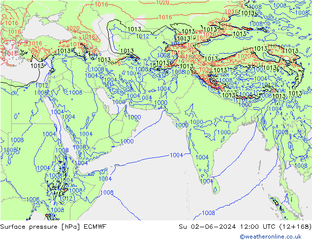 Yer basıncı ECMWF Paz 02.06.2024 12 UTC