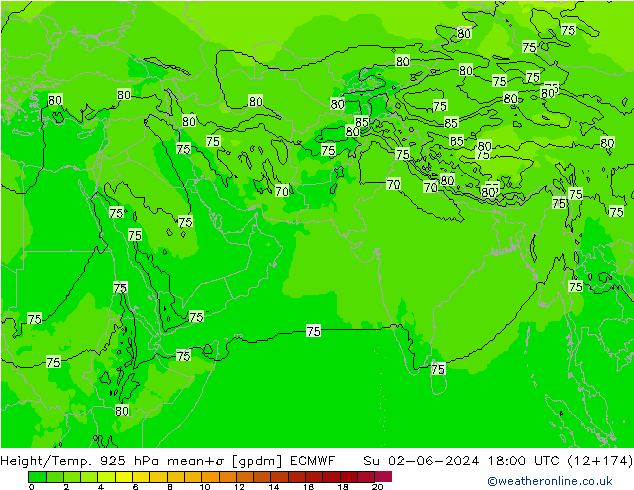 Géop./Temp. 925 hPa ECMWF dim 02.06.2024 18 UTC