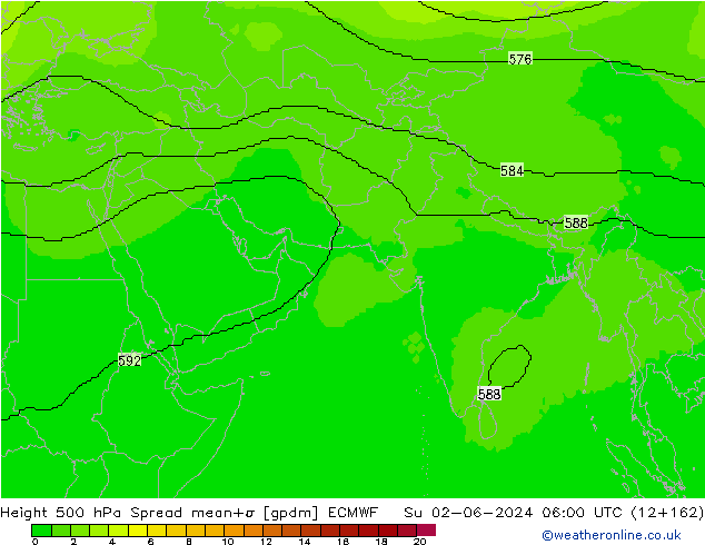 Height 500 hPa Spread ECMWF Su 02.06.2024 06 UTC