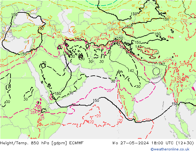 Yükseklik/Sıc. 850 hPa ECMWF Pzt 27.05.2024 18 UTC
