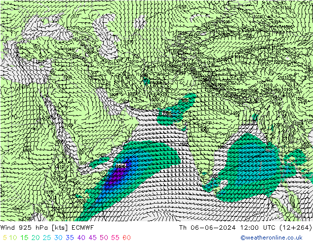 Rüzgar 925 hPa ECMWF Per 06.06.2024 12 UTC