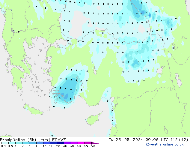 Nied. akkumuliert (6Std) ECMWF Di 28.05.2024 06 UTC