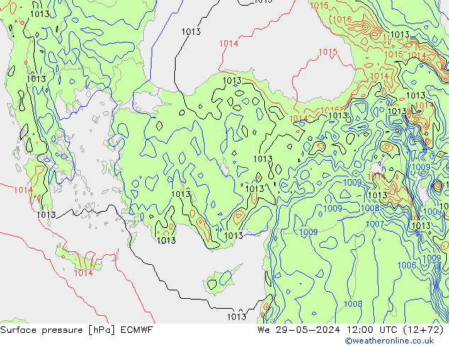 Atmosférický tlak ECMWF St 29.05.2024 12 UTC