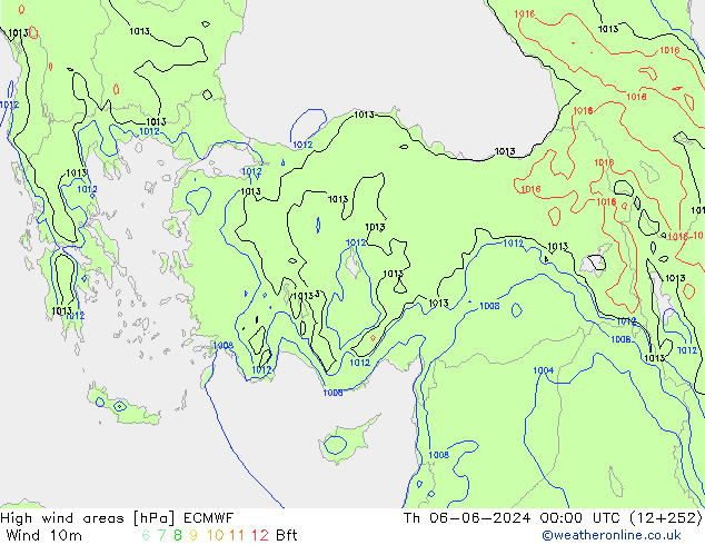 Izotacha ECMWF czw. 06.06.2024 00 UTC