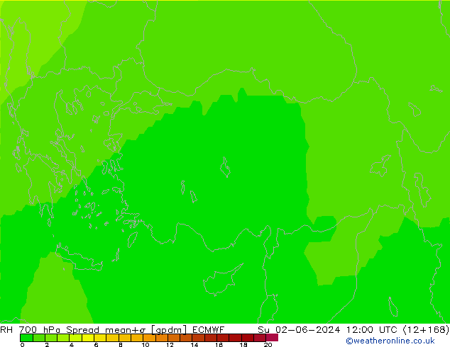 RH 700 hPa Spread ECMWF Ne 02.06.2024 12 UTC