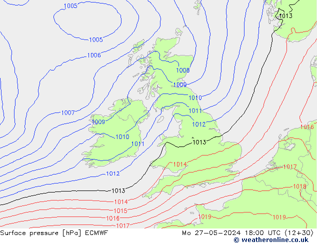 pressão do solo ECMWF Seg 27.05.2024 18 UTC