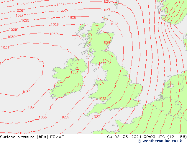 Surface pressure ECMWF Su 02.06.2024 00 UTC