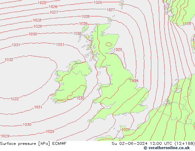 pression de l'air ECMWF dim 02.06.2024 12 UTC