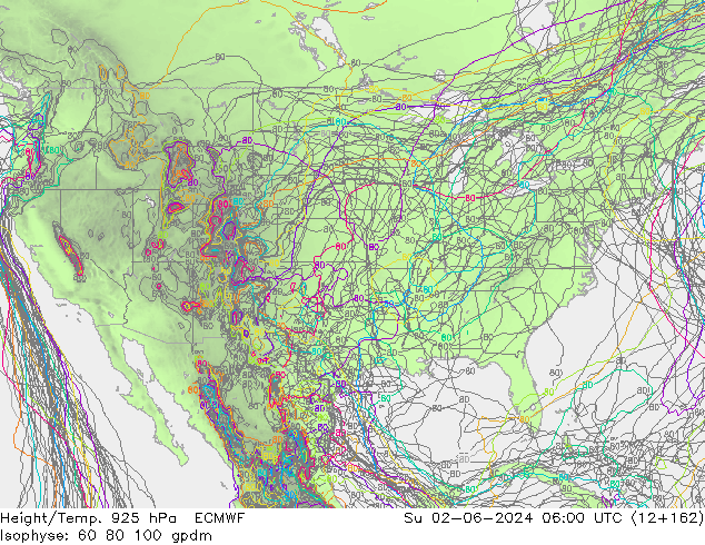 Hoogte/Temp. 925 hPa ECMWF zo 02.06.2024 06 UTC