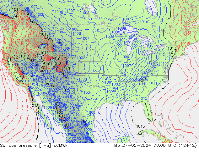 pressão do solo ECMWF Seg 27.05.2024 00 UTC