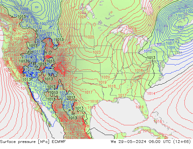 pressão do solo ECMWF Qua 29.05.2024 06 UTC