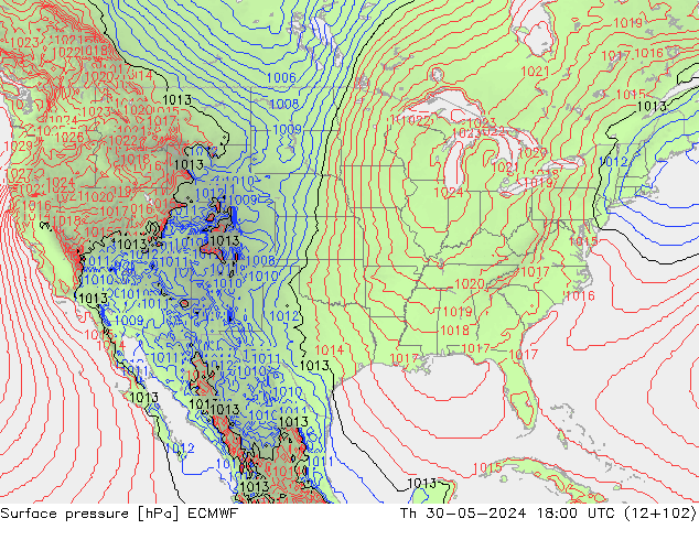 приземное давление ECMWF чт 30.05.2024 18 UTC