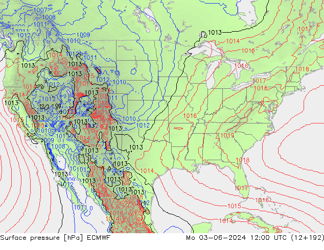 Surface pressure ECMWF Mo 03.06.2024 12 UTC