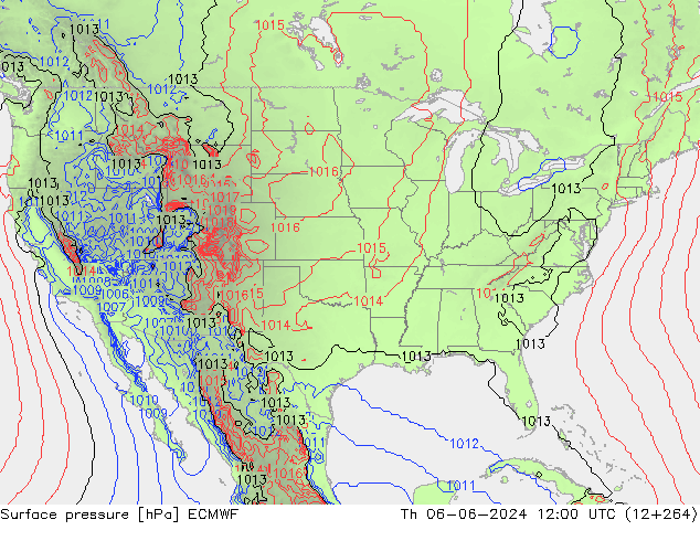 pressão do solo ECMWF Qui 06.06.2024 12 UTC