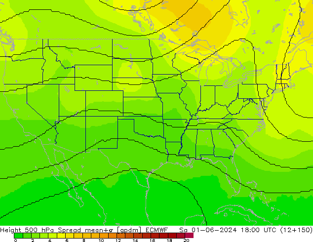 Height 500 hPa Spread ECMWF Sáb 01.06.2024 18 UTC