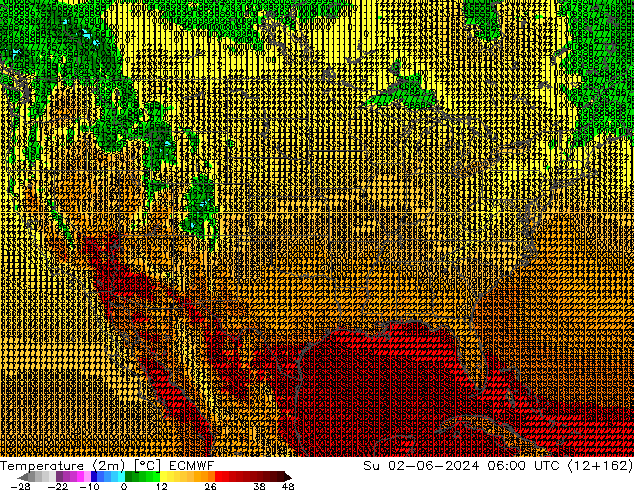 Temperatura (2m) ECMWF dom 02.06.2024 06 UTC