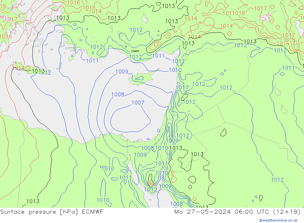 pressão do solo ECMWF Seg 27.05.2024 06 UTC