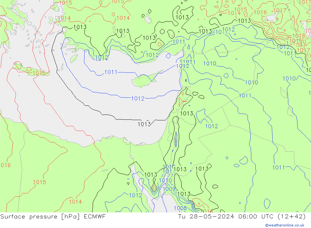 Yer basıncı ECMWF Sa 28.05.2024 06 UTC