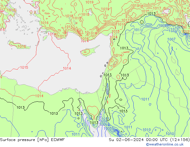 Surface pressure ECMWF Su 02.06.2024 00 UTC