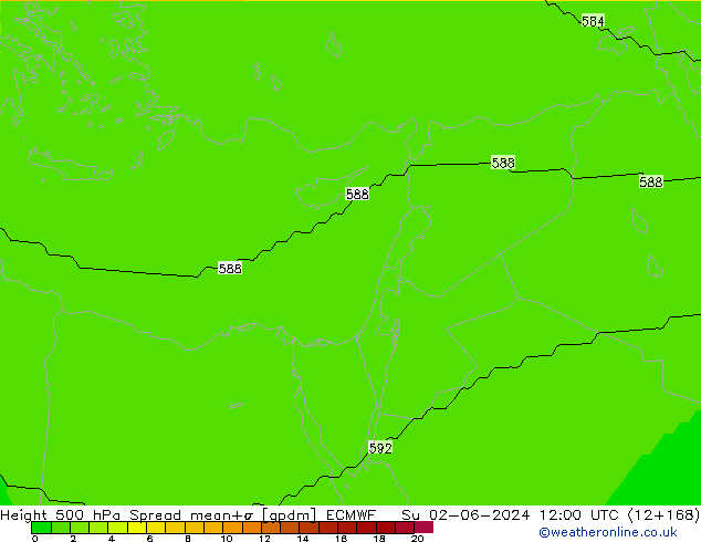 Geop. 500 hPa Spread ECMWF dom 02.06.2024 12 UTC