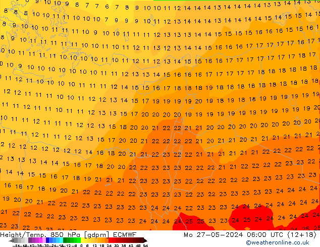 Height/Temp. 850 hPa ECMWF Seg 27.05.2024 06 UTC