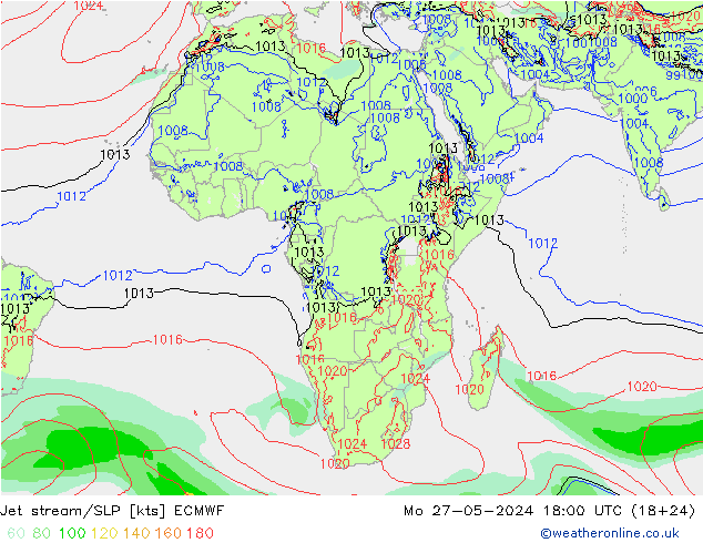 Straalstroom/SLP ECMWF ma 27.05.2024 18 UTC