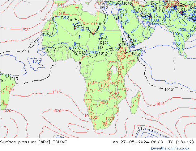 Luchtdruk (Grond) ECMWF ma 27.05.2024 06 UTC