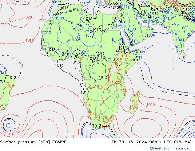 Atmosférický tlak ECMWF Čt 30.05.2024 06 UTC