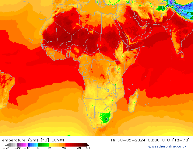 карта температуры ECMWF чт 30.05.2024 00 UTC