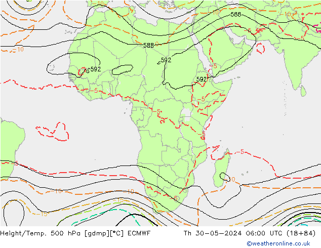 Geop./Temp. 500 hPa ECMWF jue 30.05.2024 06 UTC