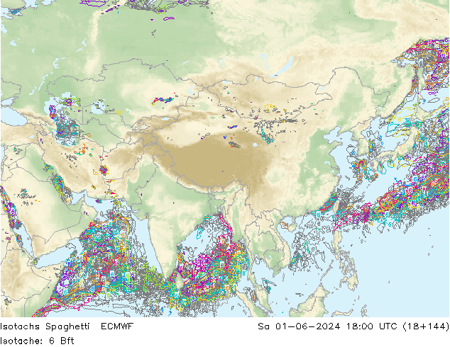 Eşrüzgar Hızları Spaghetti ECMWF Cts 01.06.2024 18 UTC