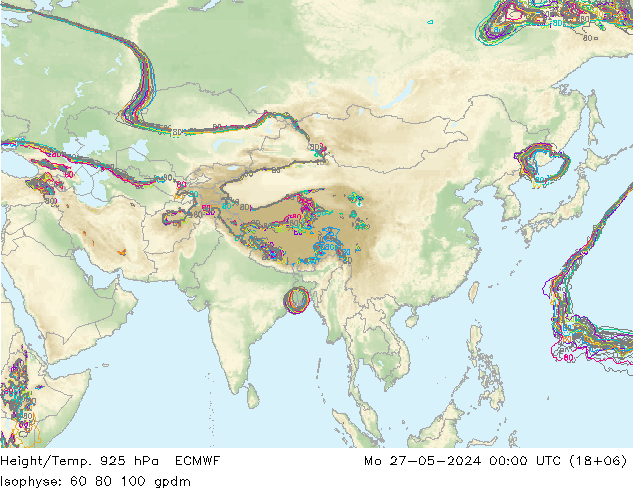 Height/Temp. 925 hPa ECMWF Mo 27.05.2024 00 UTC