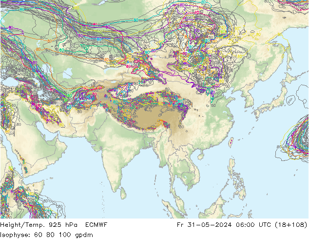 Yükseklik/Sıc. 925 hPa ECMWF Cu 31.05.2024 06 UTC