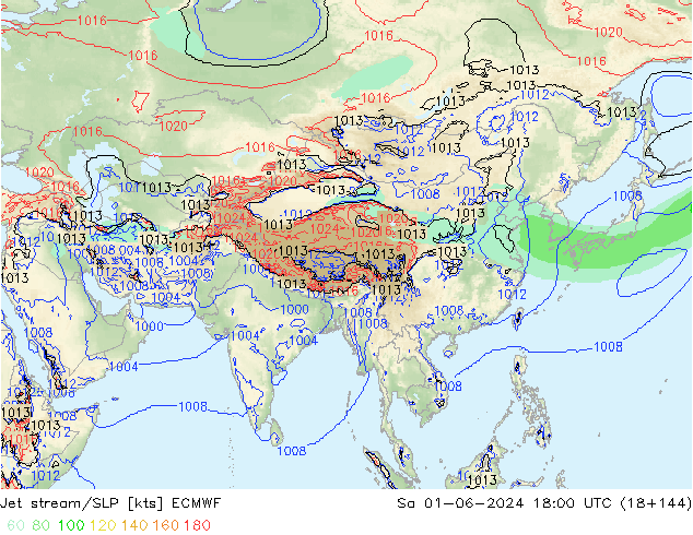 Jet stream/SLP ECMWF Sa 01.06.2024 18 UTC