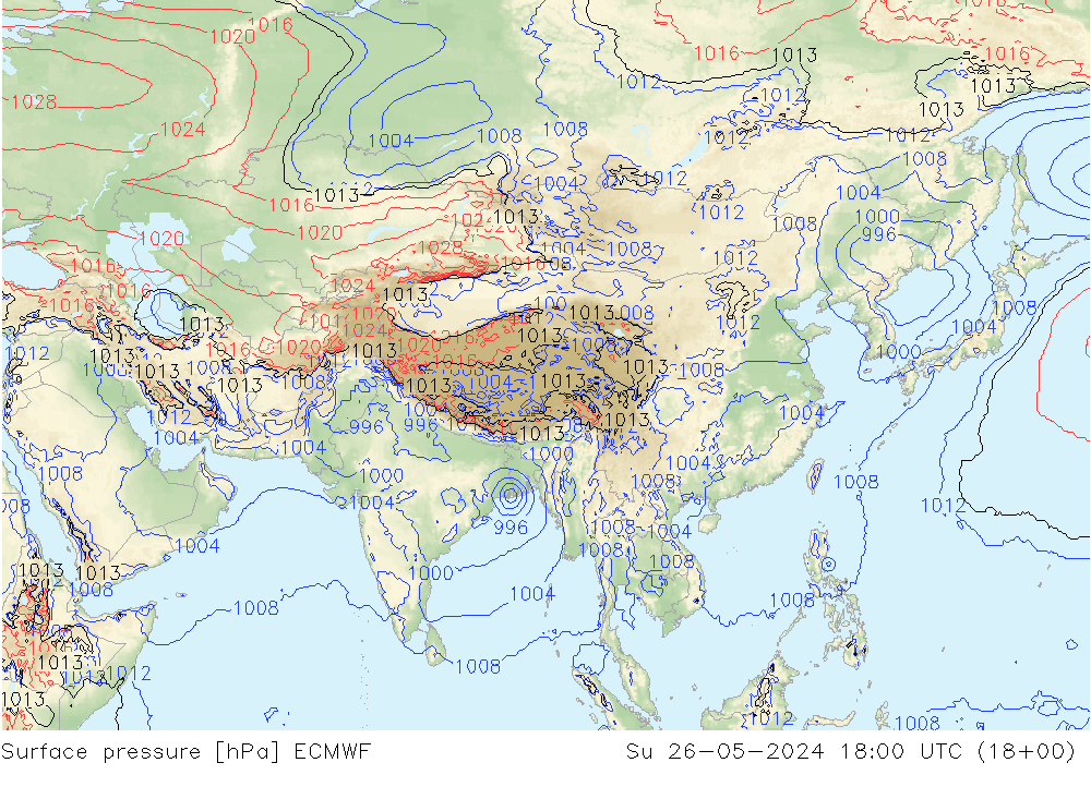 приземное давление ECMWF Вс 26.05.2024 18 UTC