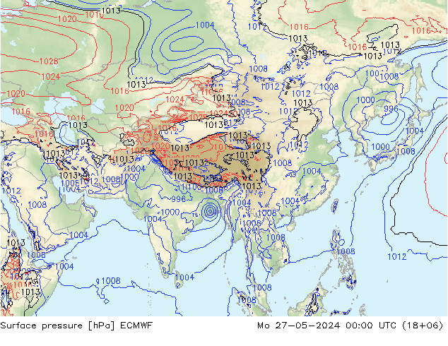 Surface pressure ECMWF Mo 27.05.2024 00 UTC