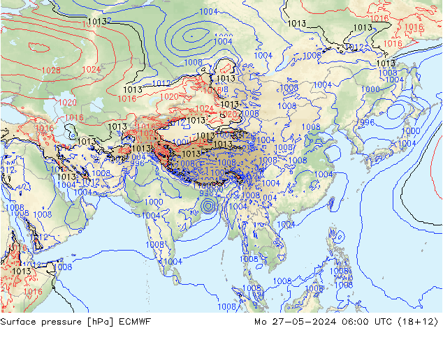 Surface pressure ECMWF Mo 27.05.2024 06 UTC