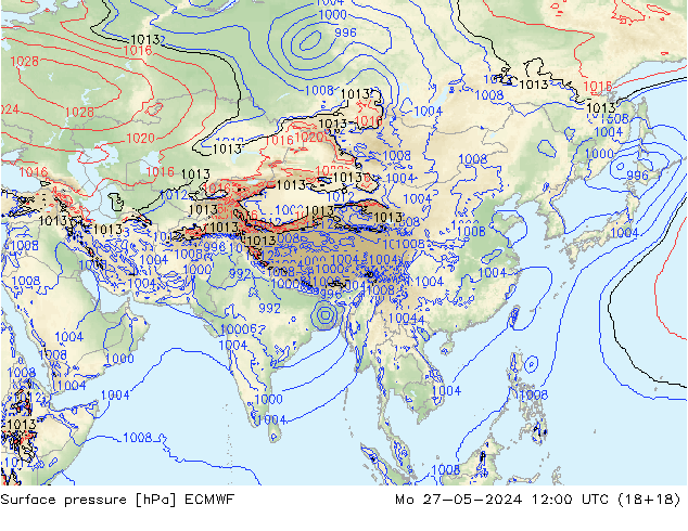 ciśnienie ECMWF pon. 27.05.2024 12 UTC