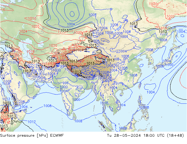 ciśnienie ECMWF wto. 28.05.2024 18 UTC