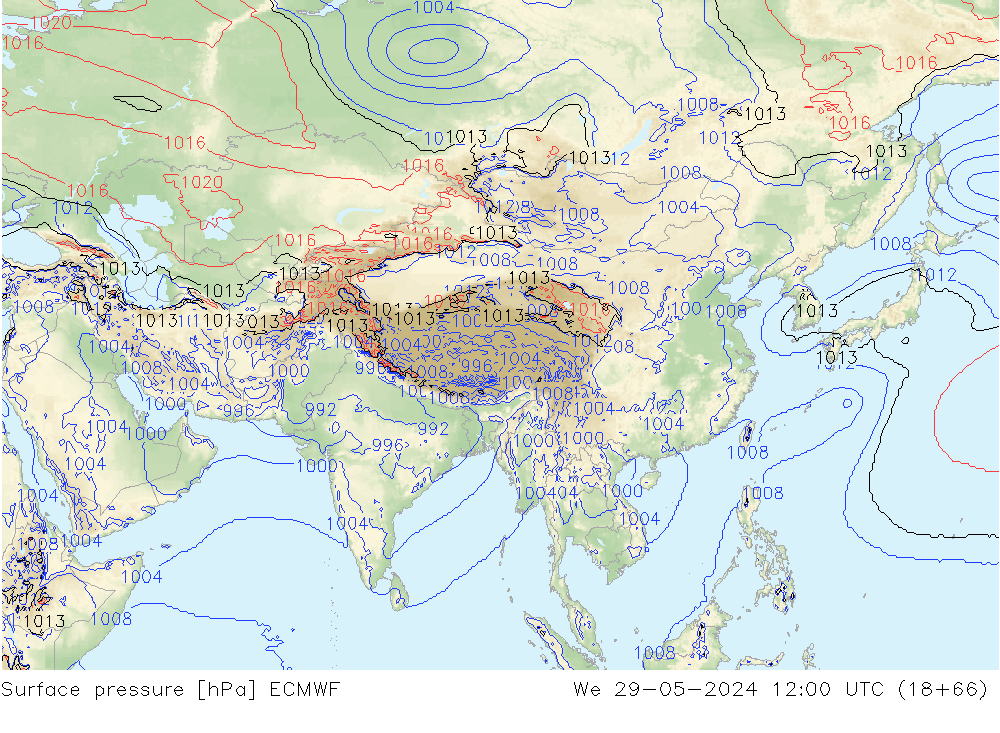 ciśnienie ECMWF śro. 29.05.2024 12 UTC