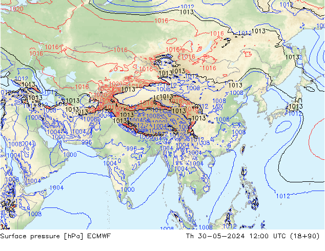 Surface pressure ECMWF Th 30.05.2024 12 UTC