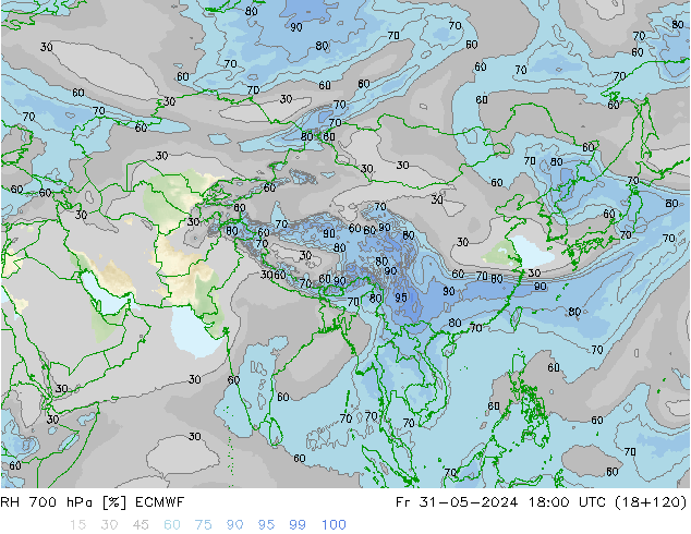 RH 700 hPa ECMWF  31.05.2024 18 UTC