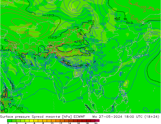 pressão do solo Spread ECMWF Seg 27.05.2024 18 UTC