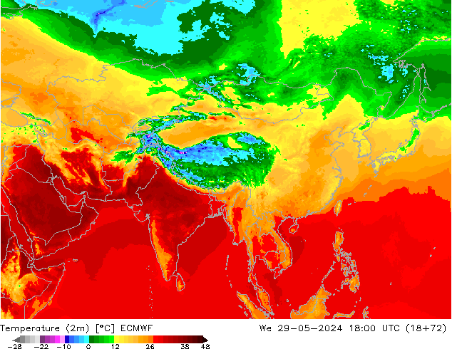 Temperatura (2m) ECMWF Qua 29.05.2024 18 UTC