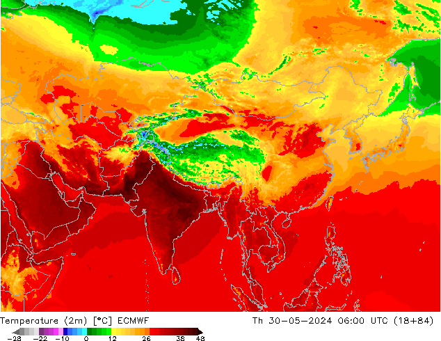 карта температуры ECMWF чт 30.05.2024 06 UTC