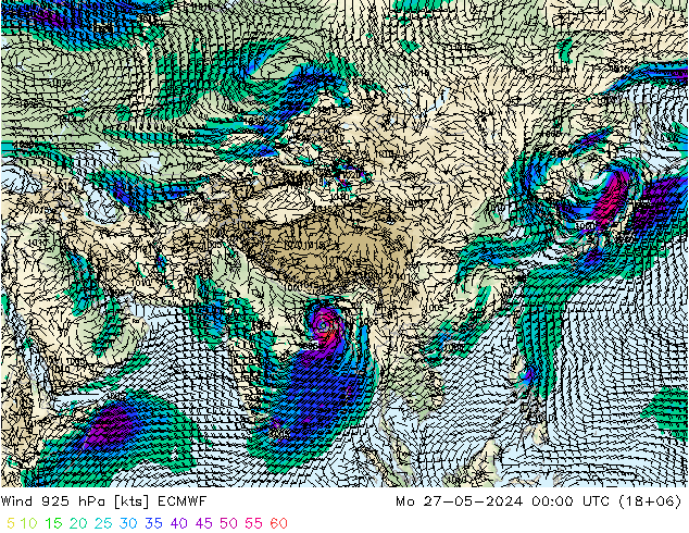 Wind 925 hPa ECMWF ma 27.05.2024 00 UTC