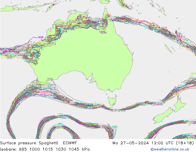 Surface pressure Spaghetti ECMWF Mo 27.05.2024 12 UTC
