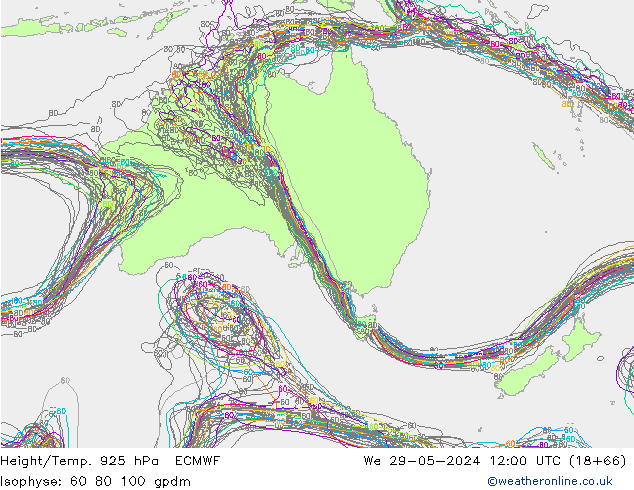 Géop./Temp. 925 hPa ECMWF mer 29.05.2024 12 UTC